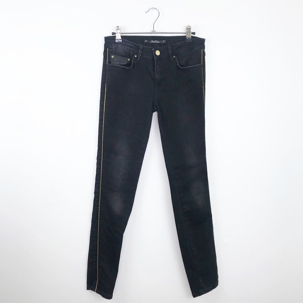 Zara black skinny jeans w/ gold rhinestones